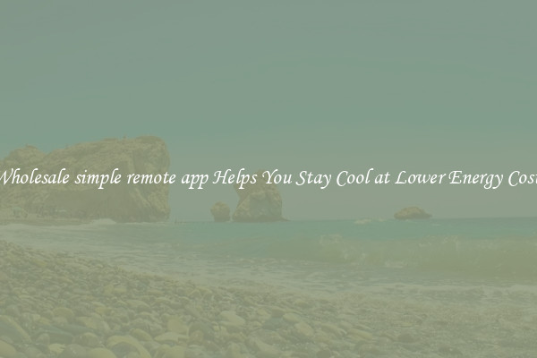 Wholesale simple remote app Helps You Stay Cool at Lower Energy Costs