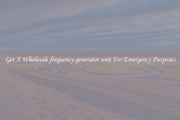 Get A Wholesale frequency generator unit For Emergency Purposes